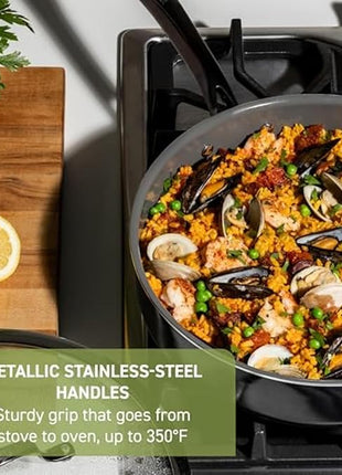 T-Fal Preserve Ceramic Non stick Frying Pan Skillet 12-inch, Oven Broiler Safe up to 350°F, Cookware, InoCeram Glide Technology, Frying Pan, Skillet Pots & Pans, Black