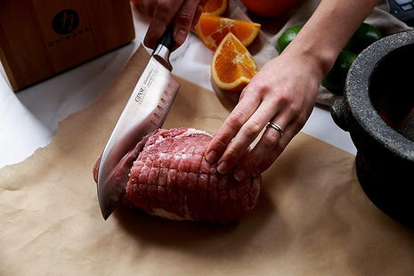 Ginsu Chikara Series Forged 8-Piece Japanese Knife Set, Black - Premium Cutlery Set with 420J Stainless Steel Kitchen Knives and Bamboo Block