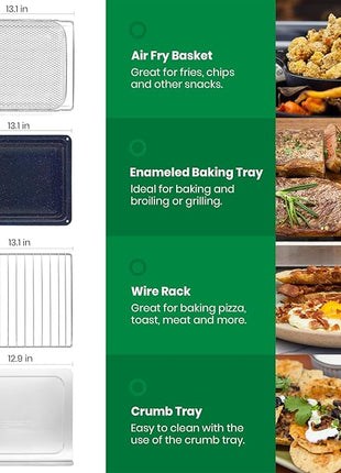 VAL CUCINA Infrared Heating Air Fryer Toaster Oven, Extra Large Countertop Convection Oven 10-in-1 Combo, 6-Slice Toast, Enamel Baking Pan Easy Clean with Recipe Book, Brushed Stainless Steel Finish