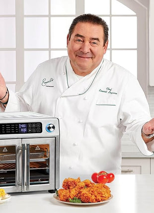 Emeril Lagasse Extra Large French Door Air Fryer Toaster Oven Combo, 24 Cooking Functions and Digital Controls, 7 Accessories Included, Stainless Steel Finish, 26QT Capacity