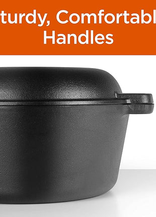 COMMERCIAL CHEF 5-Quart Cast Iron Dutch Oven with Skillet Lid