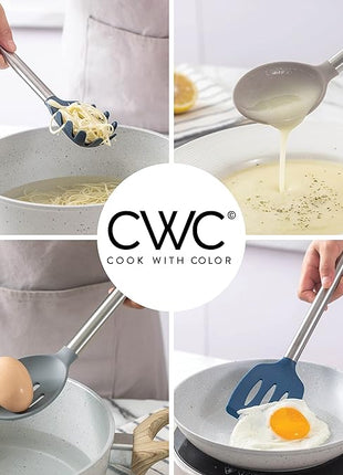 COOK WITH COLOR Silicone Cooking Utensils, Kitchen Utensil Set, Easy to Clean Silicone Kitchen Utensils, Cooking Utensils for Nonstick Cookware, Kitchen Gadgets Set, 5 Pieces, Red