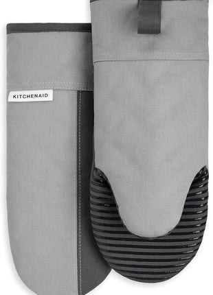 KitchenAid Beacon Two-Tone Non-Slip Oven Mitt Set, Cool Grey/Frost Grey, 5.75"x13", 2 Piece
