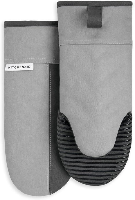 KitchenAid Beacon Two-Tone Non-Slip Oven Mitt Set, Cool Grey/Frost Grey, 5.75"x13", 2 Piece
