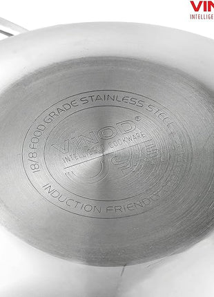 Vinod Platinum Triply Stainless Steel Kadai with Lid | Size: 28CM - 3.7L
