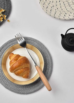 Potholders Set Trivets Set 100% Pure Cotton Thread Weave Hot Pot Holders Set (Set of 3) Stylish Coasters, Hot Pads, Hot Mats,Spoon Rest For Cooking and Baking by Diameter 7 Inches (Gray)