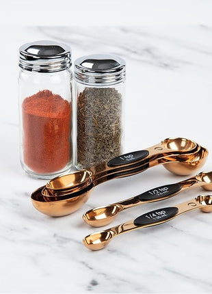 Progressive International Magnetic Measuring Spoons, Set of 5 – Black, Easy to Store with Magnetic Design (Rose Gold)