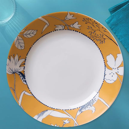 Corelle MilkGlass 4-Piece (23 Oz) 8.5" Pasta Bowl Plate Set, Higher Rimmed Glass Dinnerware For Pasta Salad Meal, Rutherford