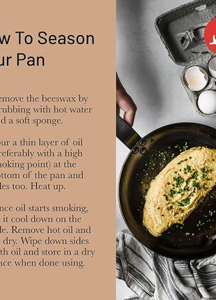 De Buyer MINERAL B Carbon Steel Fry Pan - 8” Diameter, 5.5” Cooking Surface - Ideal for Searing, Sauteing & Reheating - PFAS, PFOA & PFOS Free - Made in France