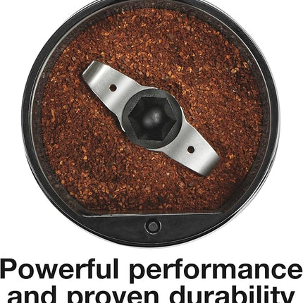 Proctor Silex Electric Coffee Grinder for Beans, Spices and More, Stainless Steel Blades, Makes upto 12 Cups, Black