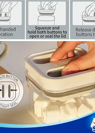 MR.SIGA 4 Pack Airtight Food Storage Container Set, BPA Free Kitchen Pantry Organization Canisters, One-handed Airtight Cereal Snack Candy Storage Containers, 360ml / 12.2oz, Small, White