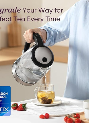 Cosori Electric Kettle, No Plastic Filter & Spout, 1.8Qt Tea Kettle & Hot Water Boiler For Coffee & Tea, Water Heater & Teapot, Automatic Shut Off, Borosilicate glass, Black, 1500W