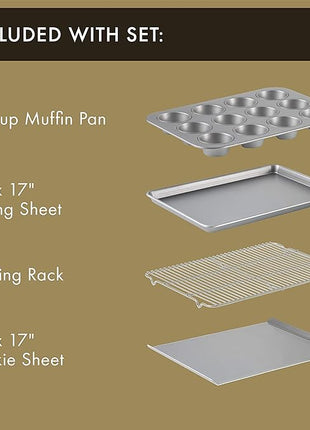 Calphalon 10-Piece Nonstick Bakeware Set Includes Baking Sheet Cookie Sheet Cake Pans Muffin Pan and More Dishwasher Safe Silver