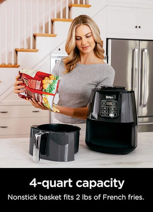 Ninja | Air Fryer | 4 QT Capacity | 4-in1 Roast, Crisp, Roast, Reheats, & Dehydrates | Dishwasher Safe Parts | Includes 20 Easy & Healthy Recipes | Compact | Grey | AF101