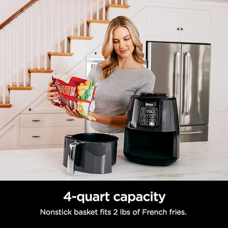 Ninja | Air Fryer | 4 QT Capacity | 4-in1 Roast, Crisp, Roast, Reheats, & Dehydrates | Dishwasher Safe Parts | Includes 20 Easy & Healthy Recipes | Compact | Grey | AF101
