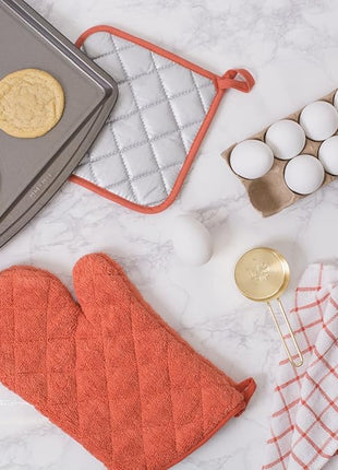 DII Basic Terry Collection 100% Cotton Quilted, Oven Mitt, Spice, 2 Piece