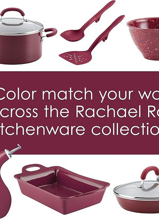 Rachael Ray 47916 3-Piece Lazy Tool Nylon Slotted Turner Set, Burgundy