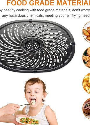 7QT Air Fryer Grill Pan Replacement Parts for PowerXL Gowise Air Fryers, 7QT Upgraded Grill Crisper Plate Tray Rack Grid Shelf with Rubber Bumpers for PowerXL, Non-stick, Dishwasher Safe