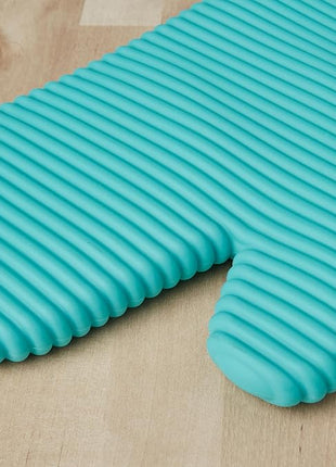 KITCHENAID Ribbed Soft Silicone Oven Mitt 2-Pack Set, 7.5"x13", Aqua Sky