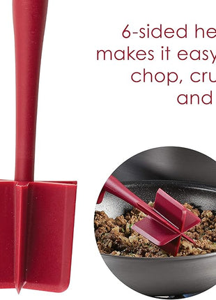 Rachael Ray Tools and Gadgets Lazy Crush & Chop, Flexi Turner, and Scraping Spoon Set / Cooking Utensils - 3 Piece, Red