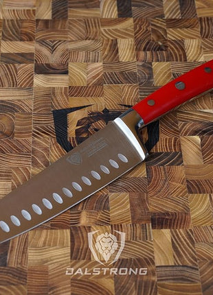 Dalstrong Santoku Knife - 7 inch - Gladiator Series - High Carbon German Steel - Crimson Red ABS Handle Kitchen Knife - Vegetable Knife - Sheath Included - Cooking Chef Knife - NSF Certified