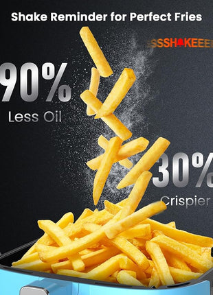 Nuwave Brio Plus Air Fryer 8 Qt, New & Improved, PFAS-FREE, 7 Digital One-Touch Cook Functions that AIR FRY, BAKE, ROAST, DEHYDRATE, TOAST, REHEAT, PREHEAT, 150 Presets, 50°F~400°F (Cozy Blue)