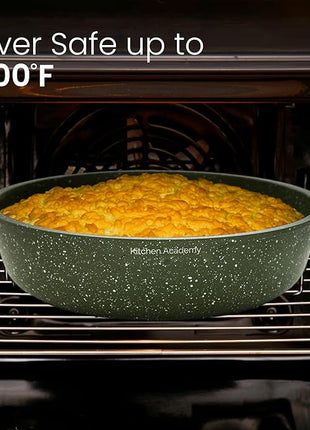 Kitchen Academy Removable Handle Pots and Pans Set - 10 Pieces Green Cookware Set with Removable Handle, RV Induction Cookware Set for Camp