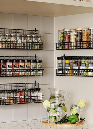 X-cosrack Spice Rack Organizer, 5-Tier Wall Spice Rack, Stackable Hanging Spice Jars Storage Racks, Great for Kitchen and Pantry, Up to Storage 48 Jars(Patent No.:D909138S)