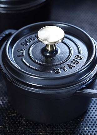 Staub La Cocotte Round 40509-476 Pico Cocotte Round Black 5.5 inches (14 cm) Small, Both Handed Casting, Enameled Pot, Induction Compatible, Japanese Authentic Product
