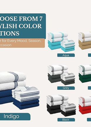 Casa Platino Dish Towels for Drying Dishes and Kitchen Towels and Dishcloths Sets, Cotton Kitchen Towel Set 8 Piece Kit with Mixed Textures, Built for Everyday Wiping, Rinsing, and Spills – Blue