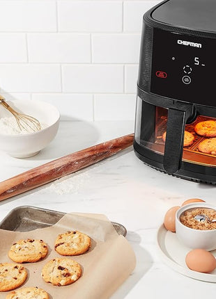 Chefman TurboTouch Easy View Air Fryer, The Most Convenient And Healthy Way To Cook Oil-Free, Watch Food Cook To Crispy And Low-Calorie Finish Through Convenient Window, 8 Qt