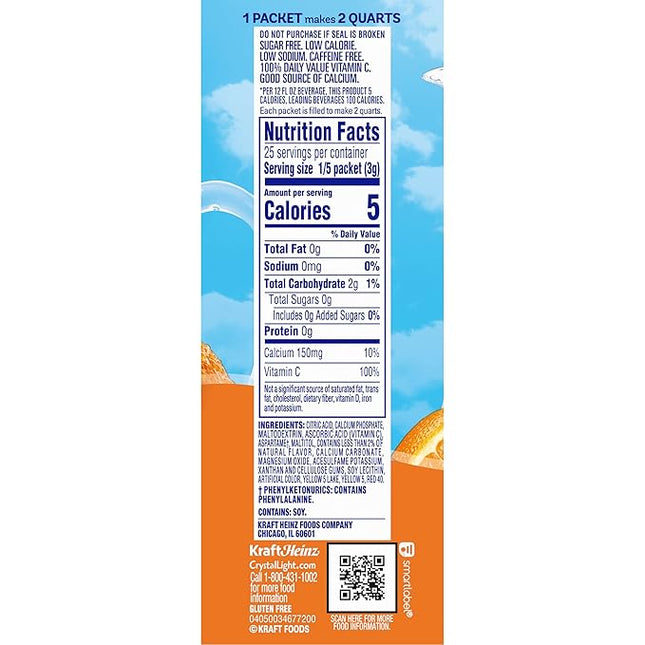 Crystal Light Pitcher Packets, Classic Orange, 2.5 OZ