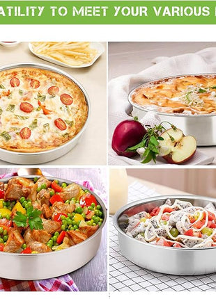 E-far 9½ Inch Cake Pan Set of 2, Stainless Steel Round Cake Baking Pans, Non-Toxic & Healthy, Mirror Finish & Dishwasher Safe