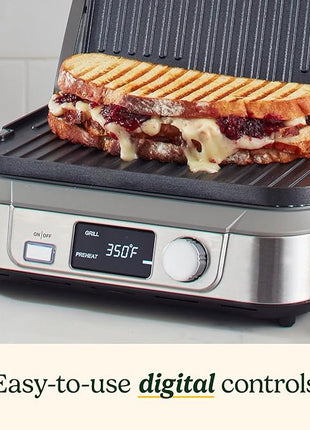 Cuisinart Electric Griddler FIVE Countertop Grill, Enjoy 5-in-1 Functions Including Panini Press, LCD Display, Wide Temperature Range, and Sear Function, Nonstick Plates, GR-5NAS, Stainless Steel