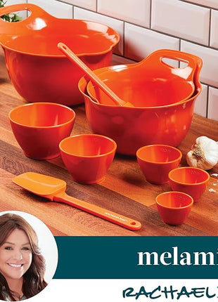 Rachael Ray Pantryware Mixing Bowl Measuring Cup and Utensil Set, 10 Piece, Orange