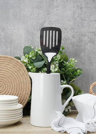 Brushed Slotted Stainless Steel Turner, Metal Spatulas for kitchen Use, Non-Slip Slotted Turner with Ergonomic Handle, Heavy Duty Cooking Utensils for Flipping Grilling Fish Eggs