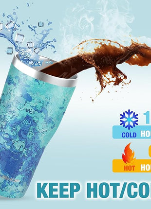 HAUSHOF 20 oz Tumbler, Stainless Steel Vacuum Coffee Tumbler, Durable Insulated Tumbler Cups for Hot and Cold Drinks, Portable Water Tumbler with Lid for Office, Camping, Sports