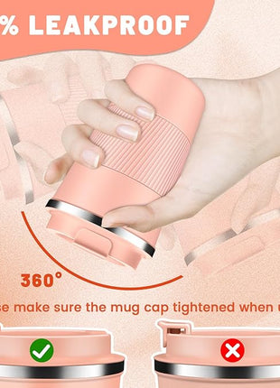 Insulated Coffee Tumblers with Flip Lid 12oz / 17oz, Stainless Steel Travel Coffee Mug Leak Proof, Vacuum Insulated Coffee Mug Reusable Cup, Keeps Cold and Hot for Coffee Tea