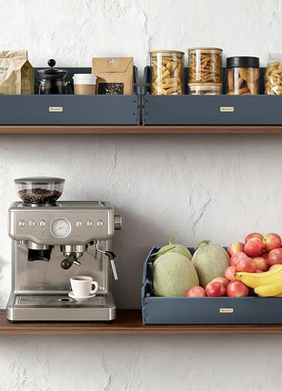 HABAU Wood Potato Onion Storage Bins - Wooden Stackable Produce Basket - Fruit Vegetable Storage for Kitchen Pantry Organization, Set 3 Pieces