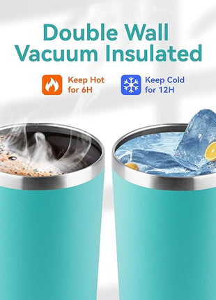 HASLE OUTFITTERS 12 oz Skinny Tumbler, Stainless Steel Insulated Slim Tumbler with Lid, Reusable Double Wall Travel Coffee Mug, Durable Powder Coated Travel Water Cup(Mint Green,1)