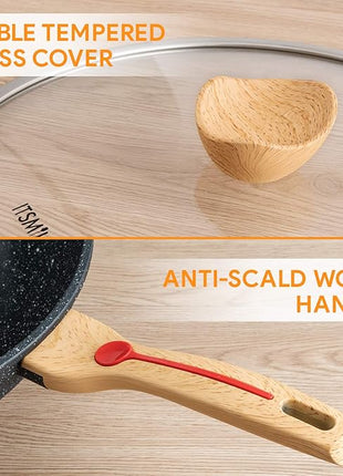 Nonstick Wok Aluminium Die-casting Chinese Wok, Scratch Resistant With Lid and Spatula, PFOA-Free, Dishwasher Safe & Induction Bottom,12 Inch,6L,Large Capacity