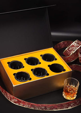 KANARS Whiskey Glasses Set of 6 with Elegant Gift Box,10 Oz Premium Old Fashioned Crystal Glass Tumbler for Liquor, Scotch, Cocktail or Bourbon Drinking, Gifts for Birthday Thanksgiving Christmas
