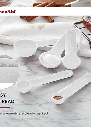 KitchenAid Plastic Measuring Spoons, Set Of 5, White