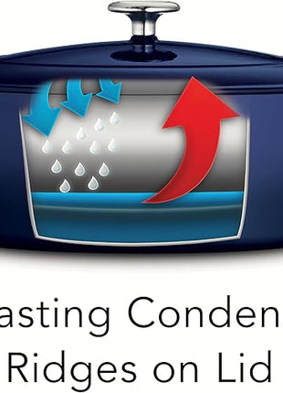 Tramontina Enameled Cast Iron Oval Dutch Oven Pot with Lid, Large 5.5-quart, Blue