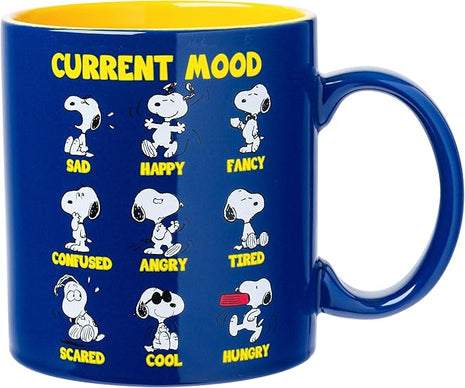 Silver Buffalo Peanuts Featuring Snoopy's Current Mood Various Emotions. Ceramic Mug, 20 Ounces