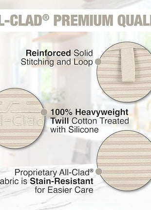 All-Clad Premium Pot Holder & Hot Pad: Heat Resistant to 500 Degrees - 100% Cotton, 10"x6.25" Hot Pad for Kitchen and Barbeque, (1-Pack), Almond