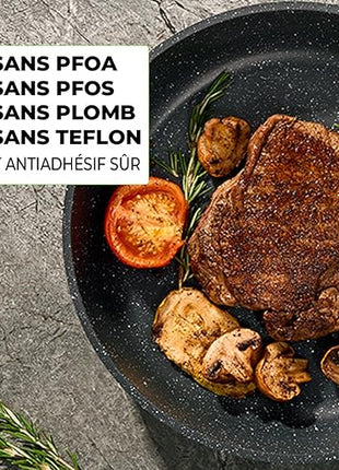 JUST PERFECTO Kitchen Pots and Pans Set with Lids Non Stick - Induction Pots Set - Pots & Pans Set without PTFE and PFOA - Cookware Pot Set Induction 21 Pcs (black)