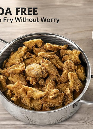 Saute Pan,Hybrid Non Stick 5 Quart Everyday pan,Chicken Fryer, PFOA Free Cookware,12 inch Deep Frying Pans with Lid,Dishwasher and Oven Safe,Works on Induction,Ceramic and Gas Cooktops