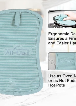 All-Clad Premium Pot Holder & Hot Pad: Heat Resistant up to 500 Degrees - 100% Cotton, 10"x6.25" Hot Pad for Kitchen and Barbeque, 1-Pack, Rainfall