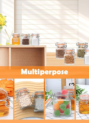 Encheng 4 oz Glass Jars With Airtight Lids And Leak Proof Rubber Gasket,Small Mason Jars With Hinged Lids For Kitchen, Mini Spice Jars With Twine And Tags Labeling 30 Pack